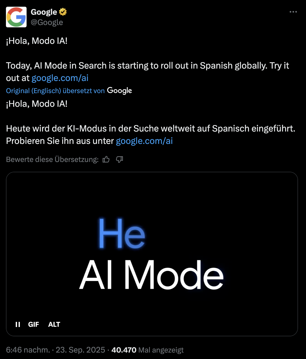Google rollt AI Mode auf Spanisch aus