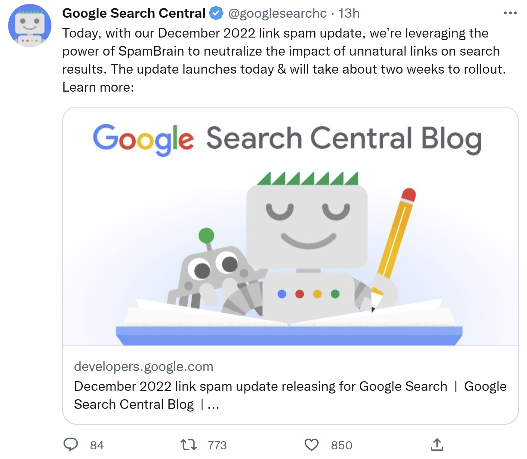Google rollt 'December 2022 Link Spam Update' aus