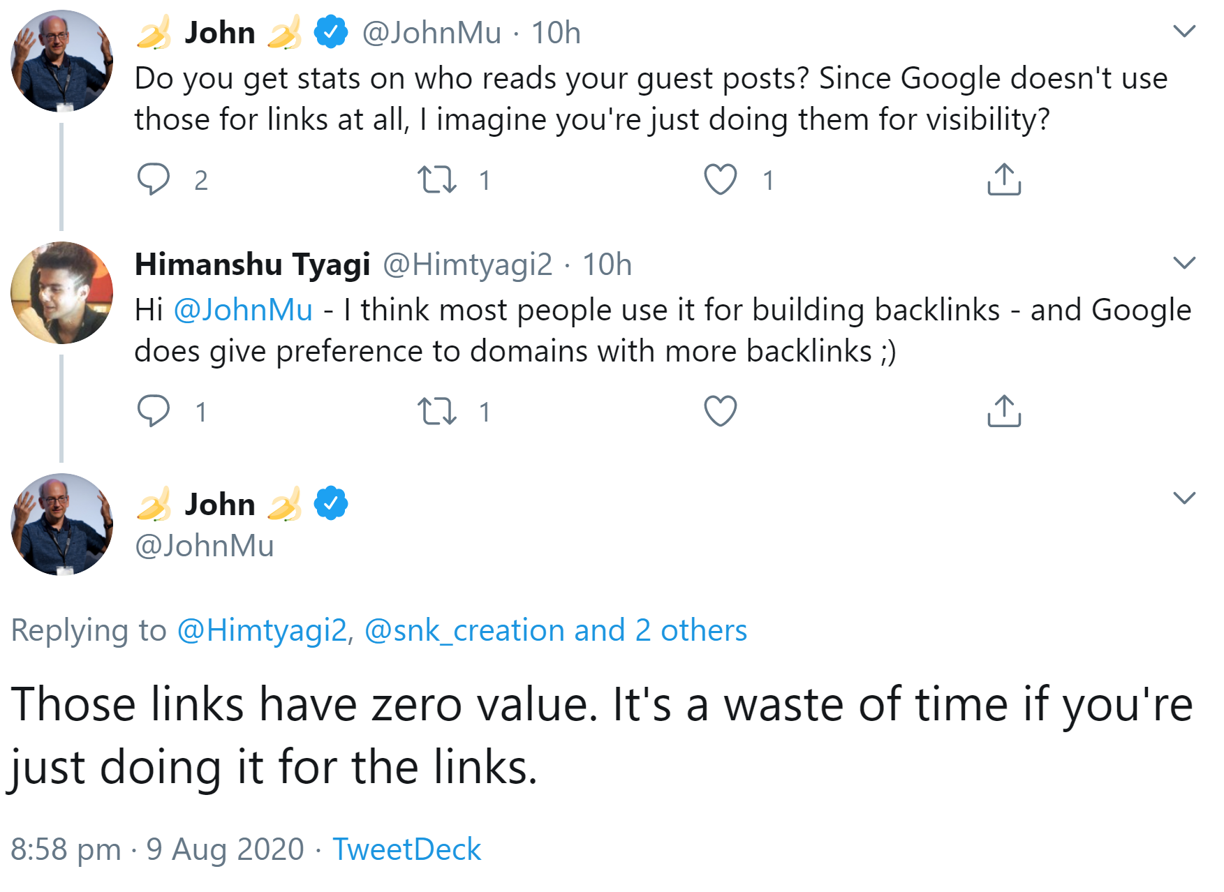 Google: Das Schreiben von Gastbeiträgen für Backlinks ist Zeitverschwendung