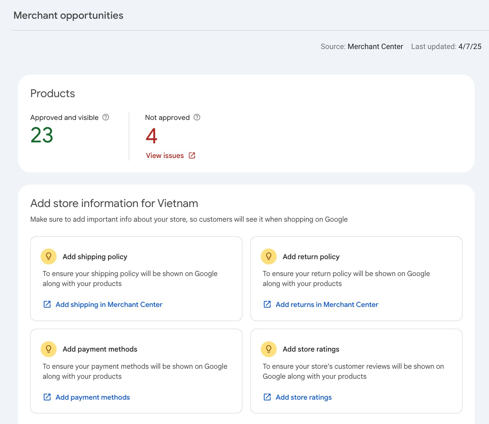Google Search Console: Infos zu Bezahlmethoden und Händlerbewertungen im Shopping Tab