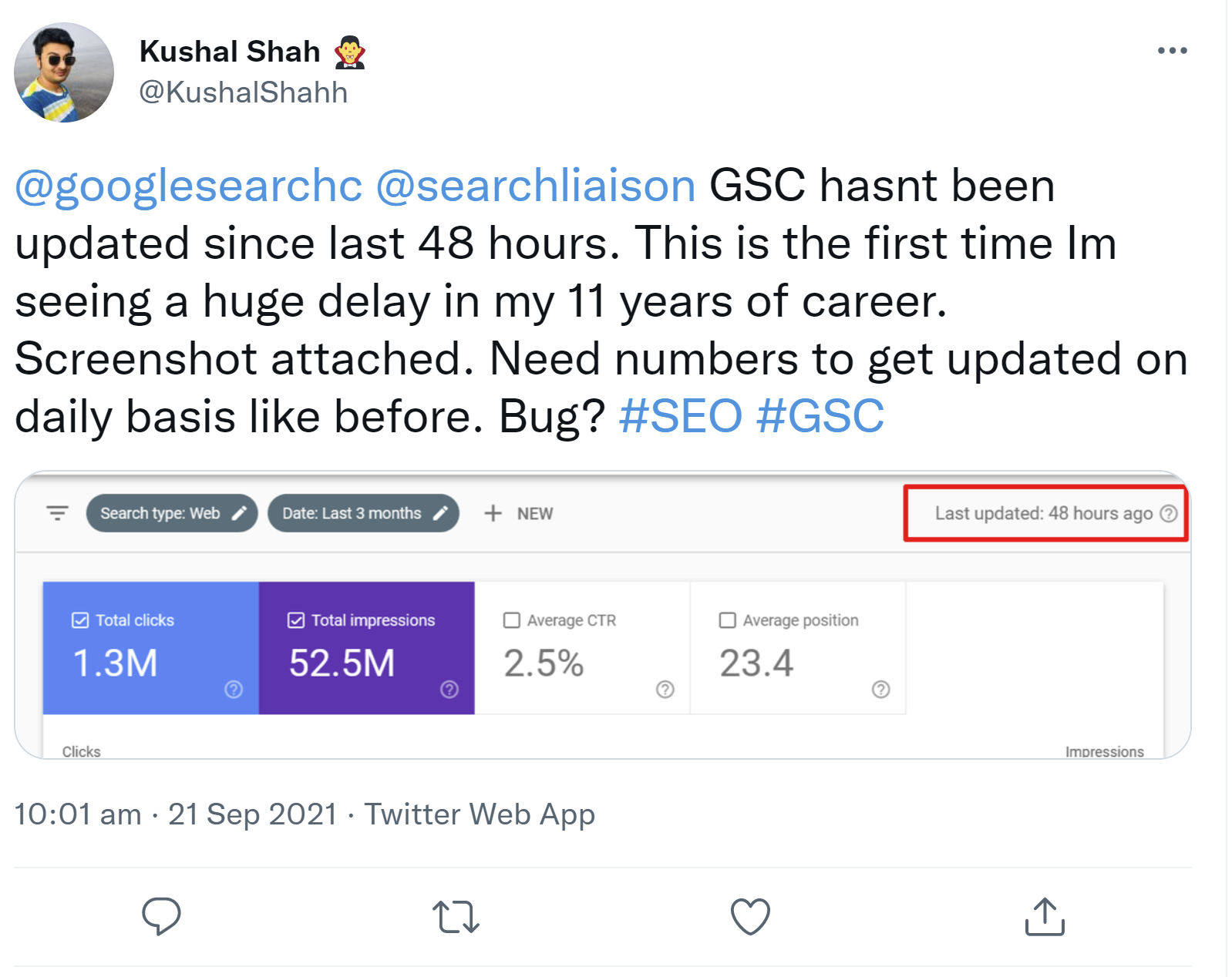 Google Search Console: Daten des Leistungsberichts in den letzten 48 Stunden nicht aktualisiert