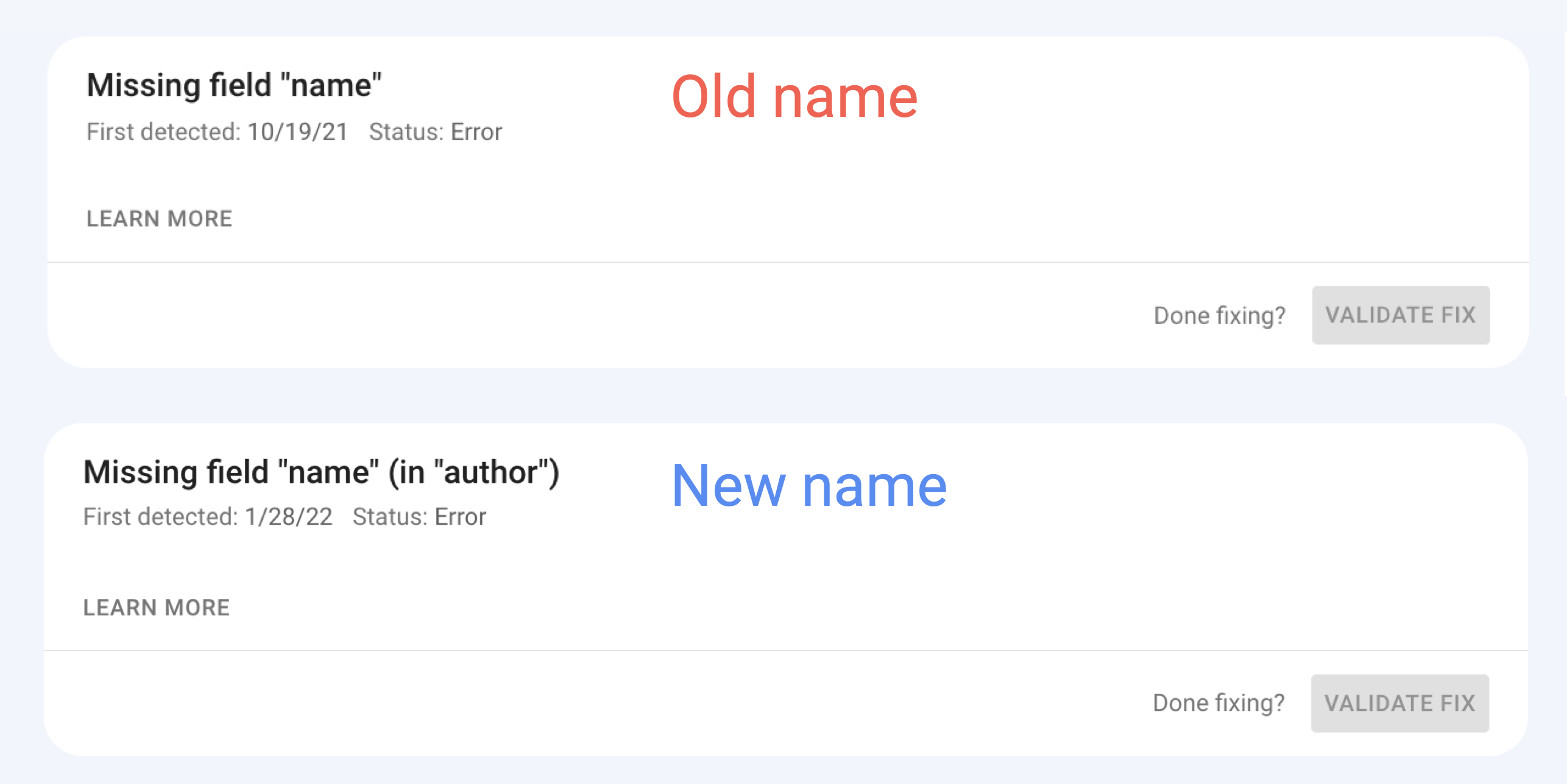 Google Search Console: Zusätzliche Informationen zu Fehlern in strukturierten Daten