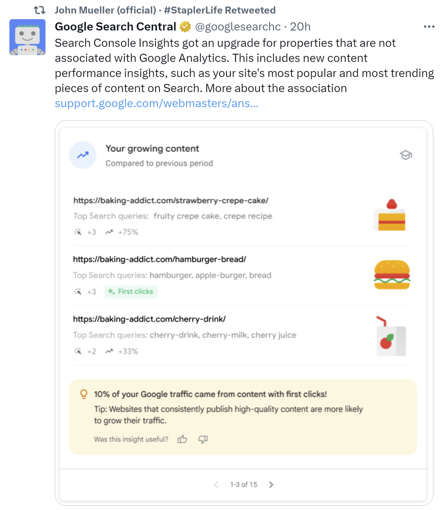 Google Search Console Insights mit neuen Features für Properties ohne Verknüpfung mit Google Analytics