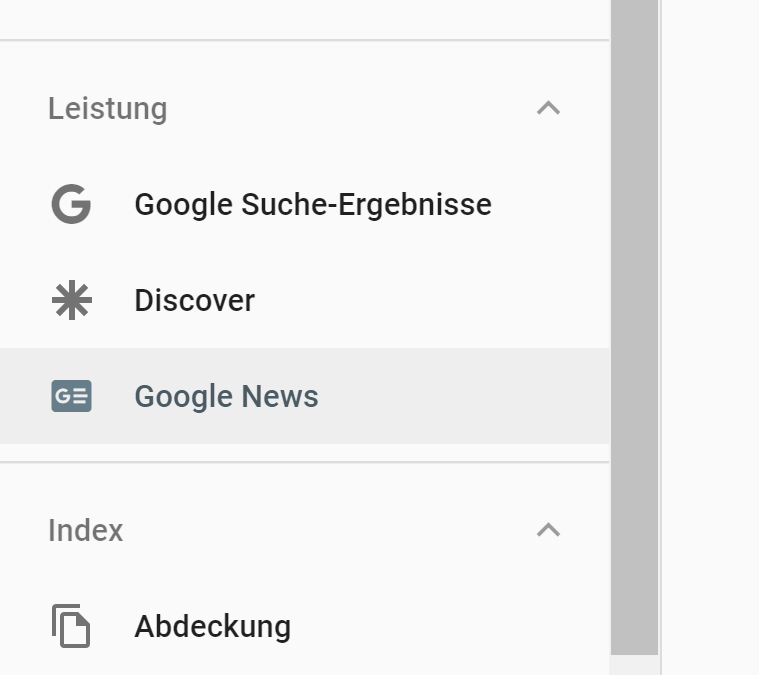 Neuer Menüpunkt zum Leistungsbericht für News in der Search Console