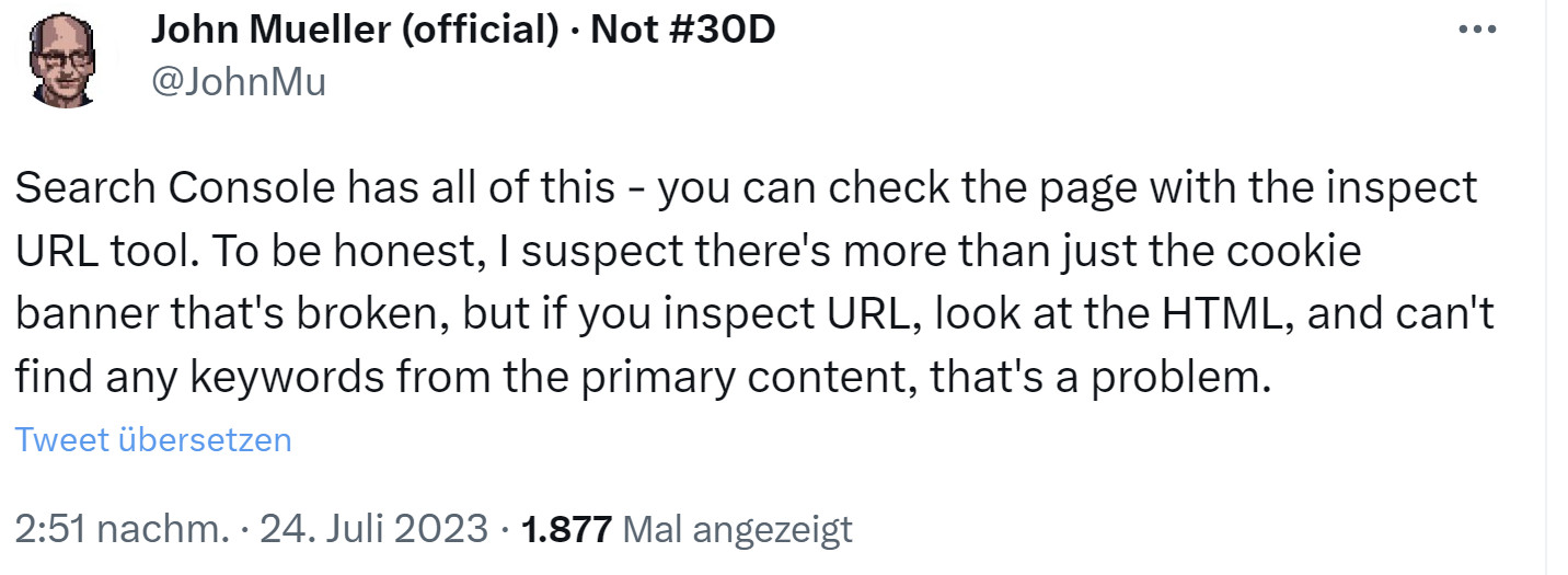 Google Search Console ein wichtiges Werkzeug für technische SEO: John Müller auf Twitter