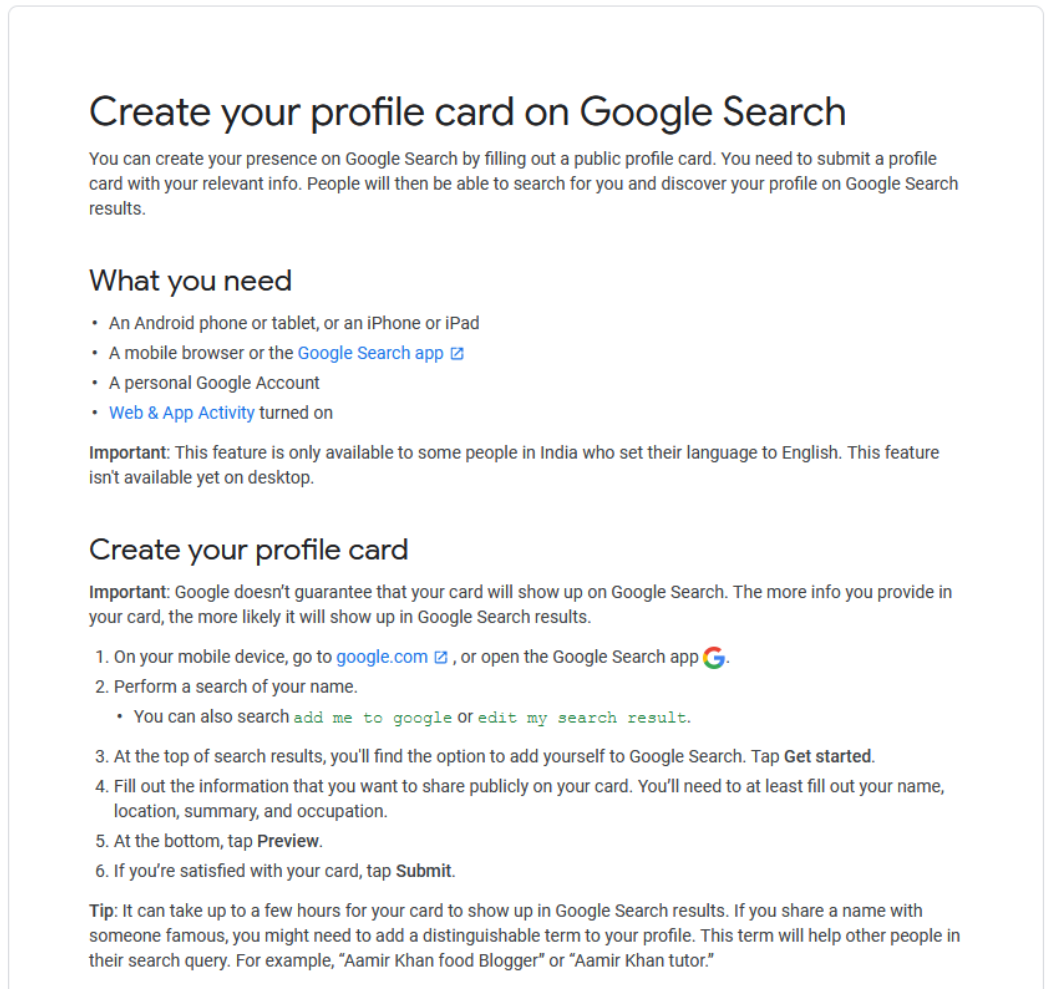 Search Profile Cards: Anleitung