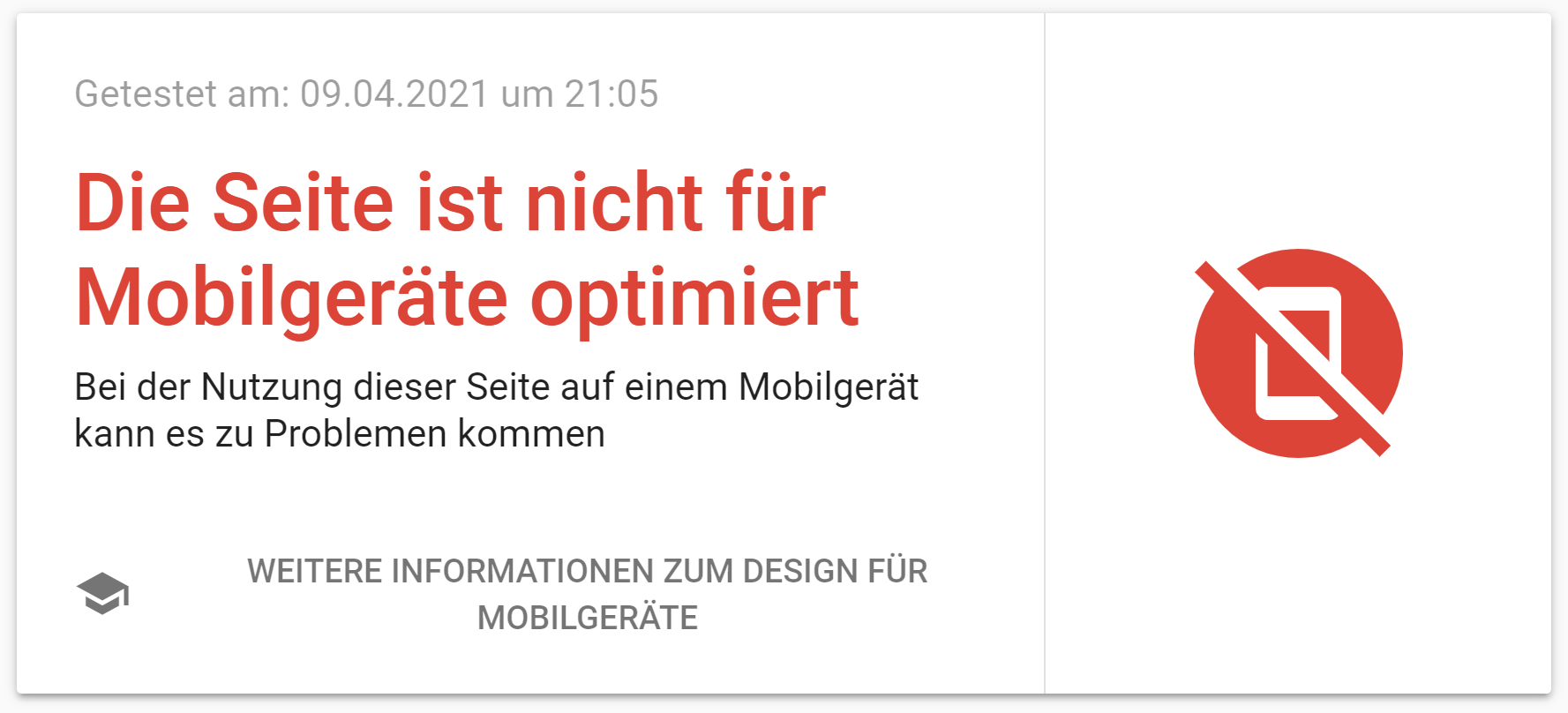 Google: Seite nicht für Mobilgeräte optimiert