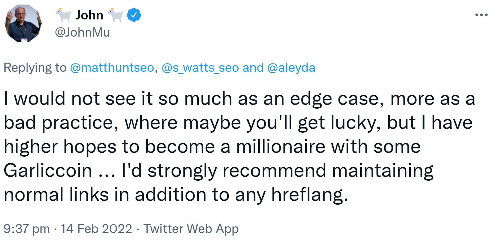 Google: Seiten nur per Hreflang zu verbinden, ist eine schlechte Praxis