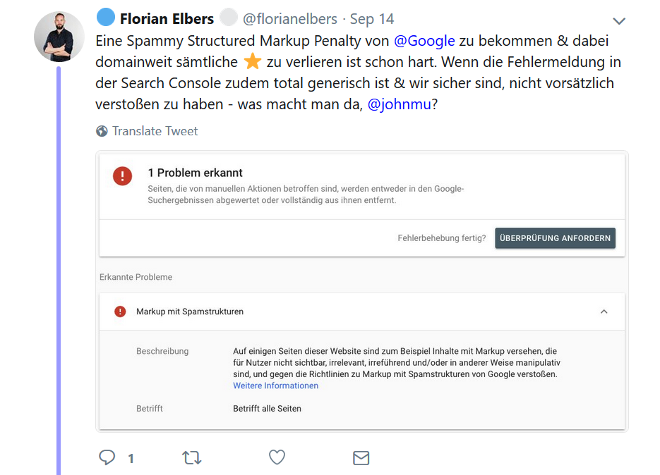 Google sendet unklare Meldung beim Verstoß gegen die Webmaster-Richtlinien