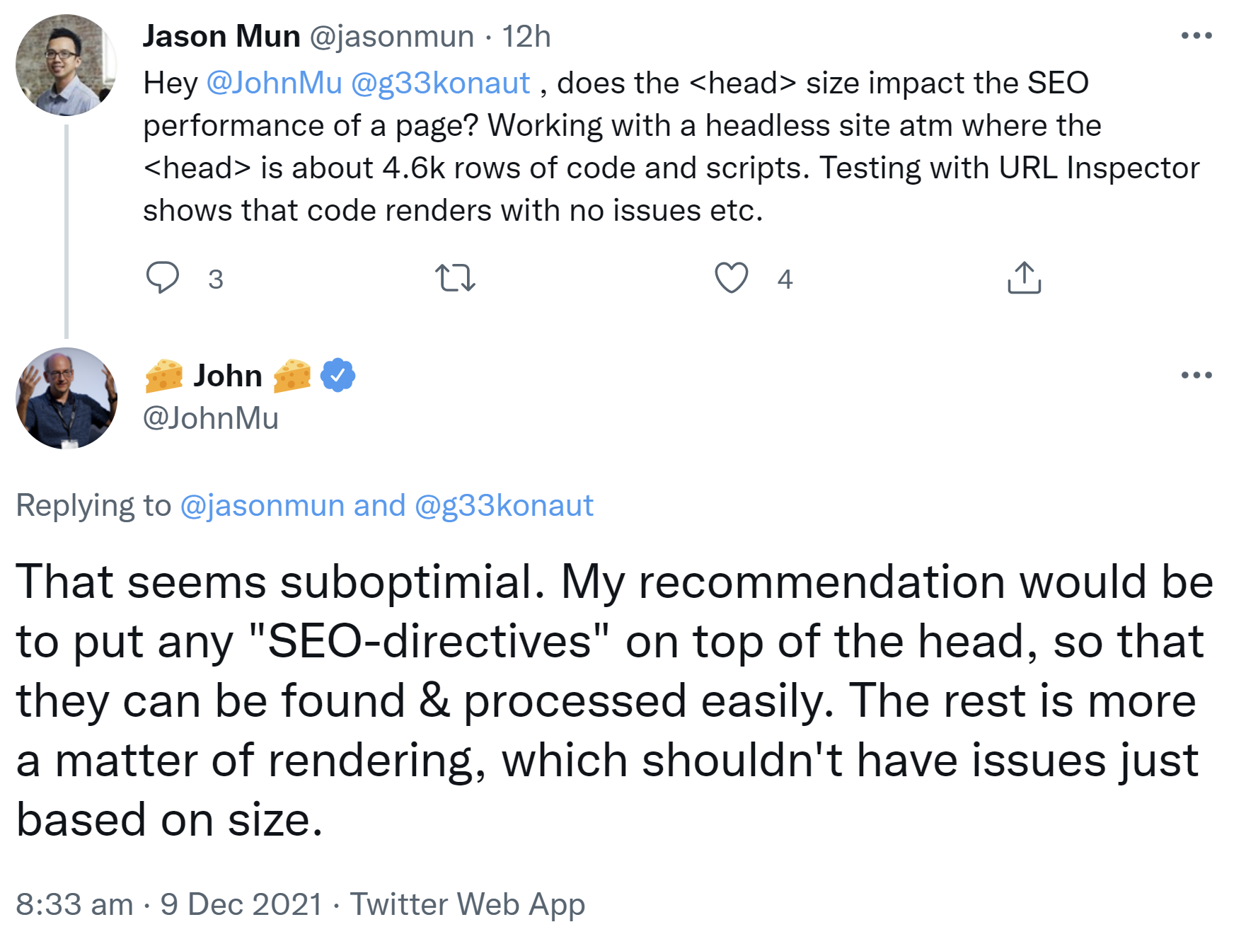 Google: Bei langem Head-Bereich SEO-Direktiven möglichst weit oben platzieren