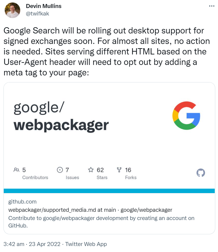 Google: Signed Exchanges (SXG) kommen auch für die Desktop-Suche