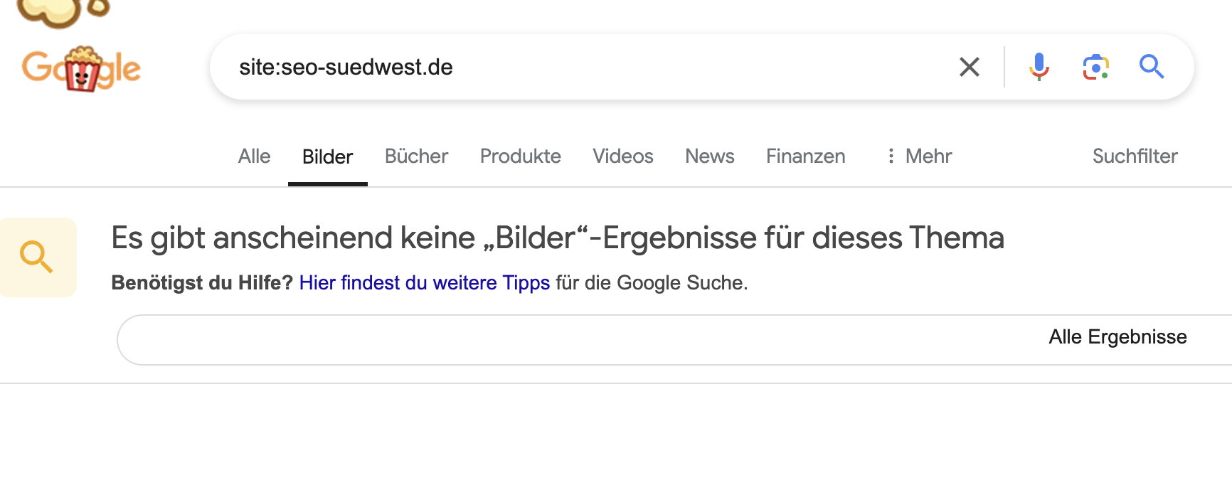 Google Site-Abfrage: kein Ergebnis in der Bildersuche