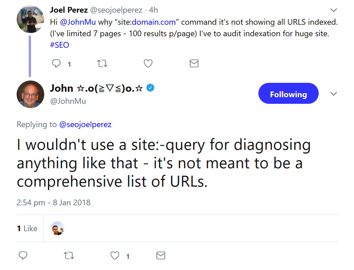 Google: 'Site:'-Abfragen nicht für Analysen verwenden