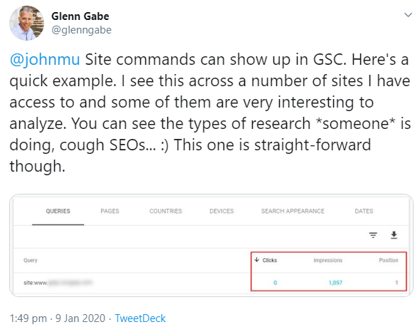 Google: 'site:'-Abfragen erscheinen in der Search Console