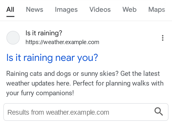 Google Sitelinks Suchebox Beispiel
