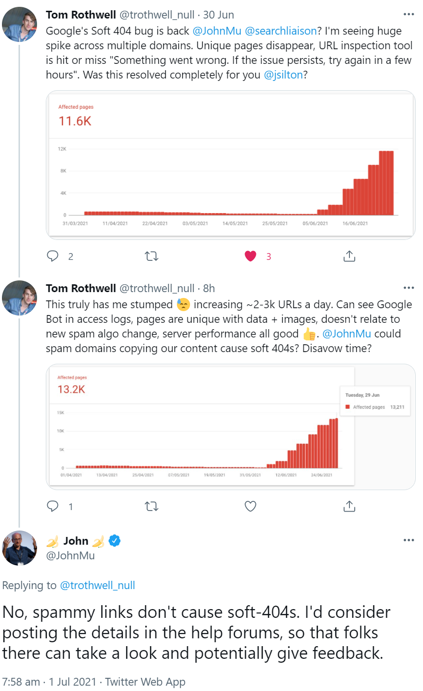 Google: Spam-Links keine Ursache für Soft-404-Fehler