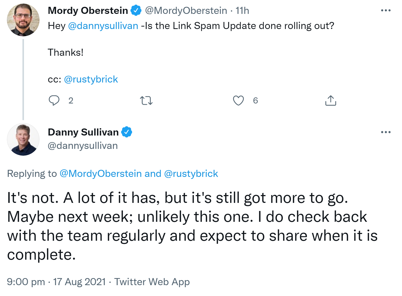 Google: Link Spam Update dauert noch bis mindestens kommende Woche