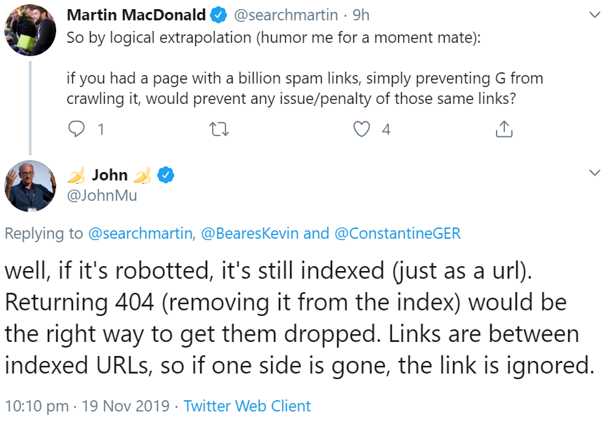 Google: Sperren per robots.txt nicht zum Entfernen von Spam-Links geeignet