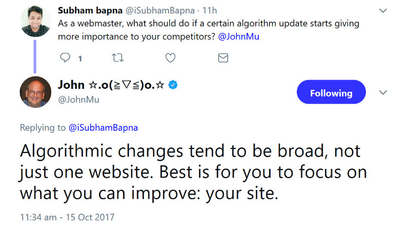 Google: statt auf Algorithmen besser auf die eigene Webseite konzentrieren