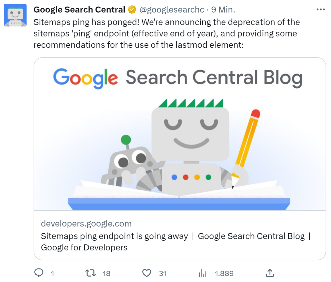 Google stellt Unterstützung von Sitemap-Ping ein
