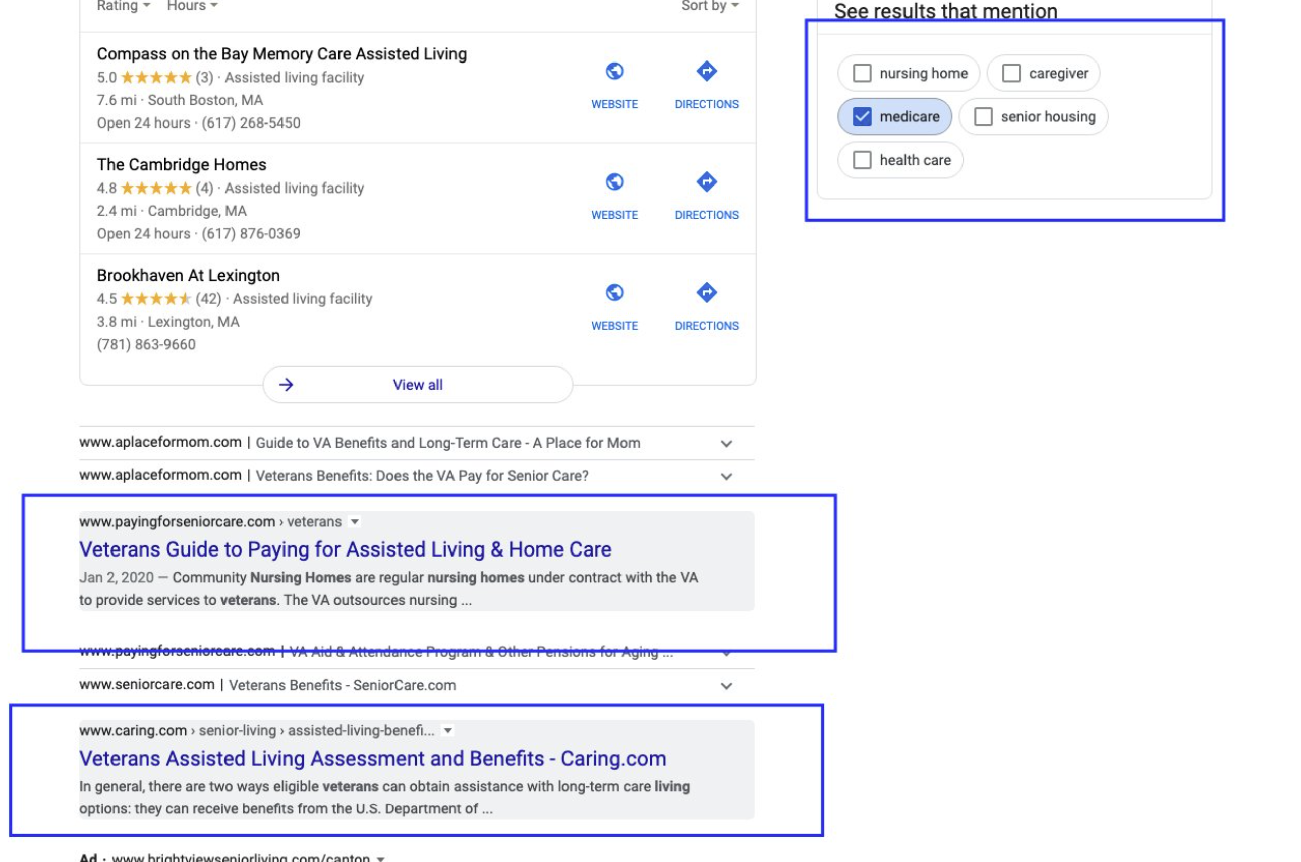 Google: Test mit Auswahlbox für Keywords, welche die Suchergebnisse enthalten sollen