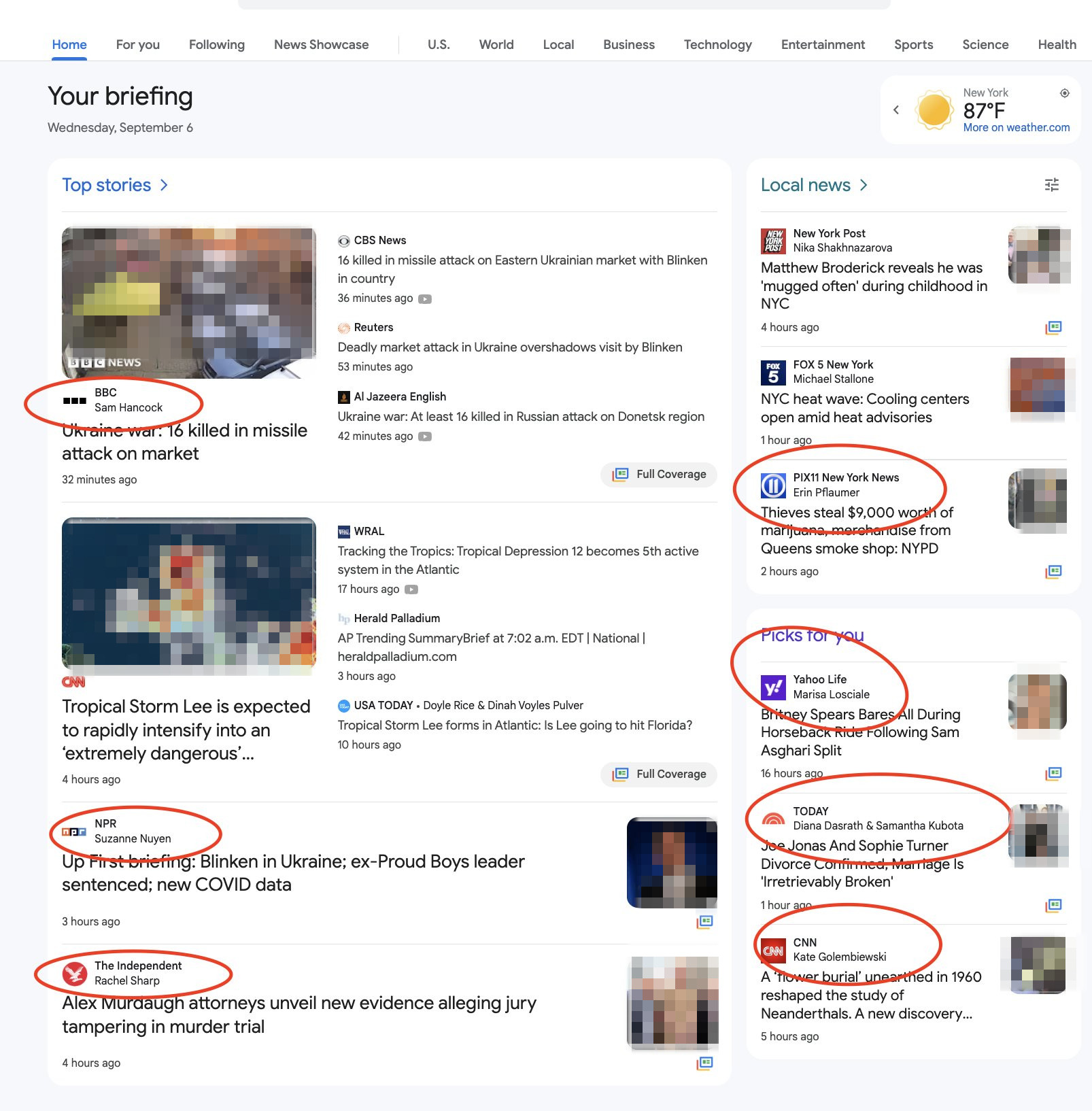 Autorennamen in Google News