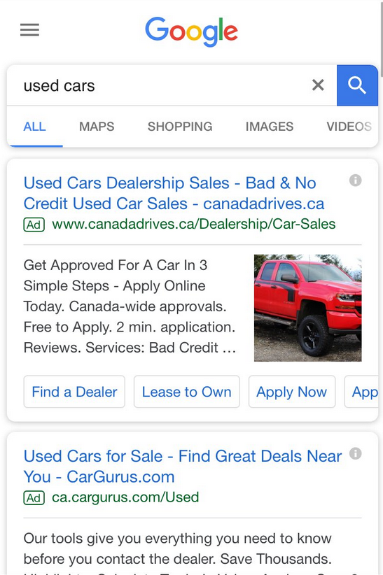 Google testet Bilder in Text Ads