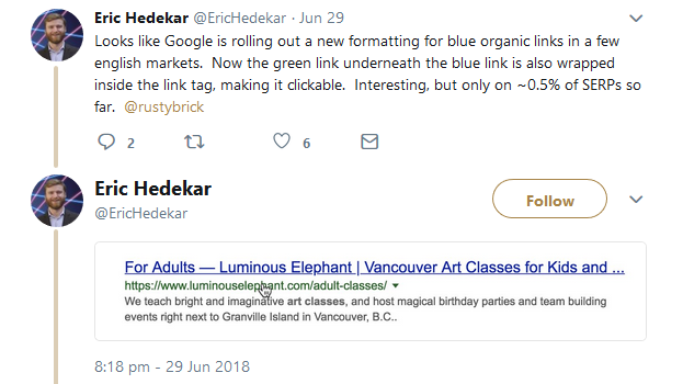 Google testet klickbare URLs in den Suchergebnissen