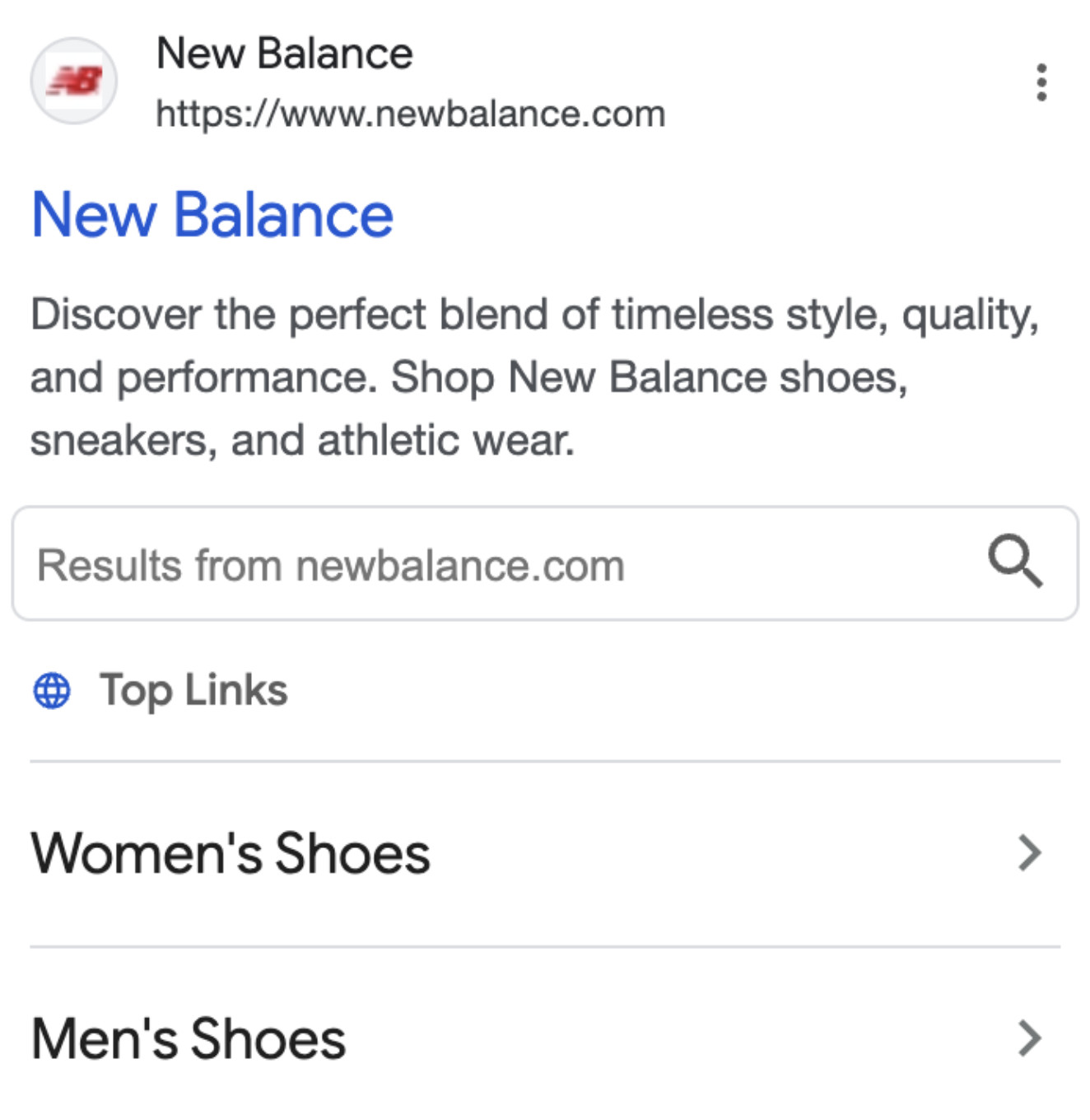 Google Top Links mit Globus-Icon
