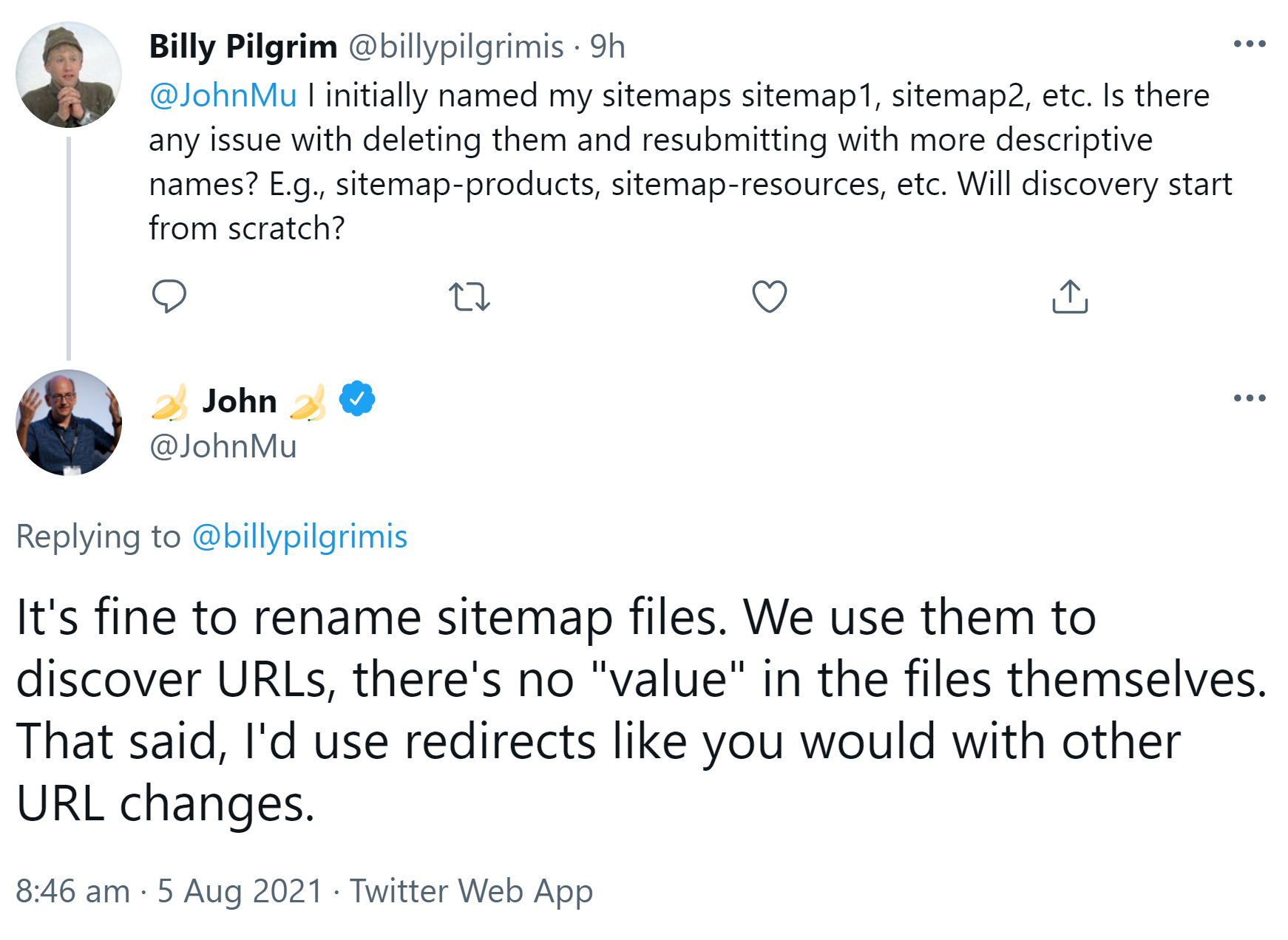 Google: Das Umbenennen von Sitemap-Dateien ist kein Problem