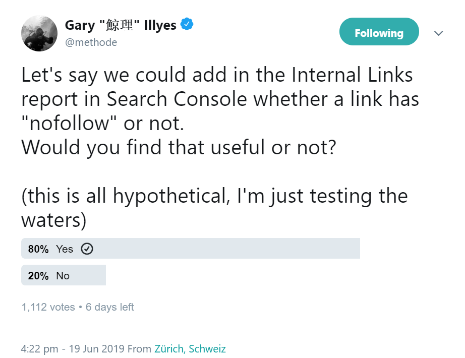 Google-Umfrage: Ist eine Kennzeichnung von Nofollow-Links in der Search Console hilfreich?