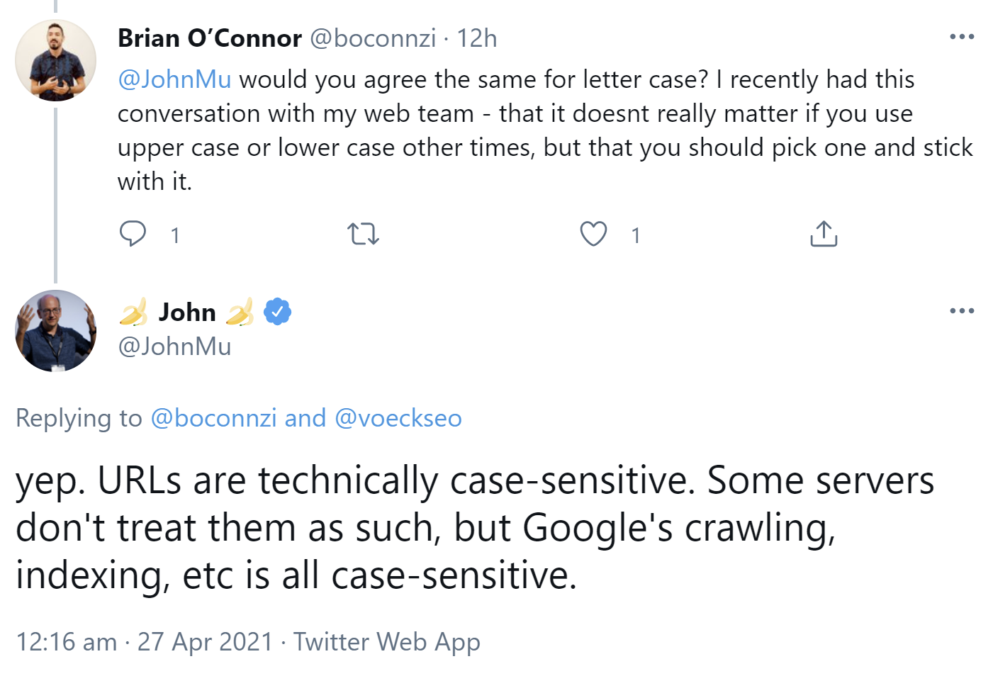 Google unterscheidet bei URLs zwischen Groß- und Kleinschreibung