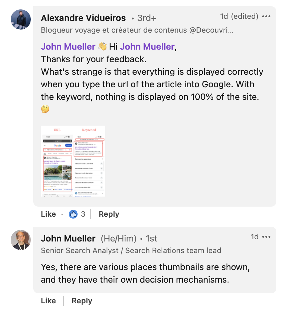 Google: Unterschiedliche Platzierungen von Image Thumbnails - unterschiedliche Regeln