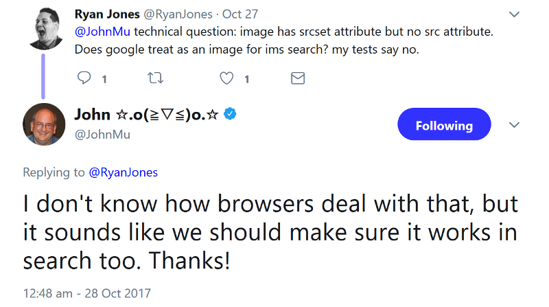 Google unterstützt noch kein srcset-Attribut
