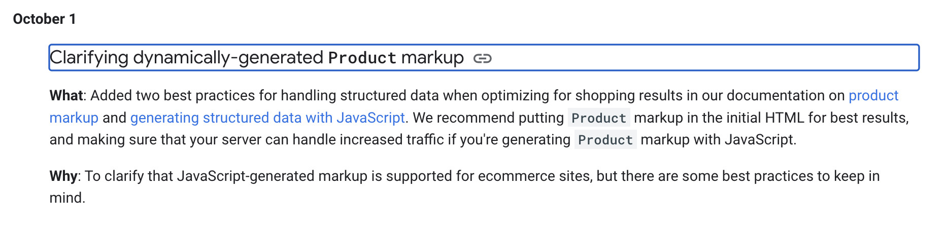 Google Update der Dokumentation für Produkt-Markup