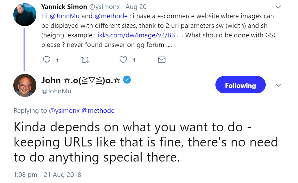Google: URL-Parameter für unterschiedliche Größen von Bildern sind in Ordnung