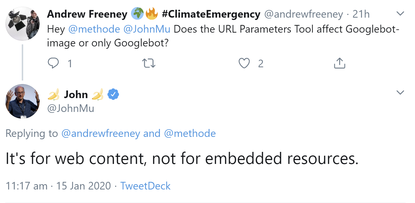 Google: URL-Parameter-Tool wirkt sich nicht auf Bilder und andere eingebettete Ressourcen aus