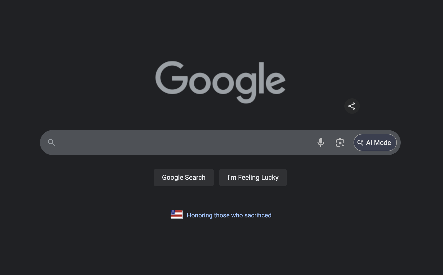 Google Startseite mit AI Mode