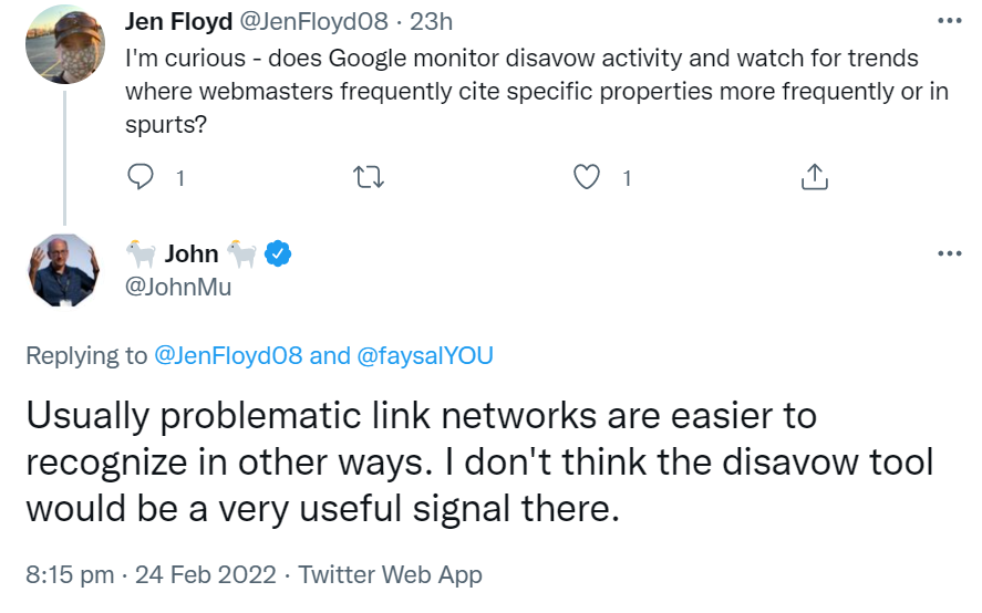 Google verlässt sich beim Erkennen problematischer Linknetzwerke nicht auf Disavow-Tool