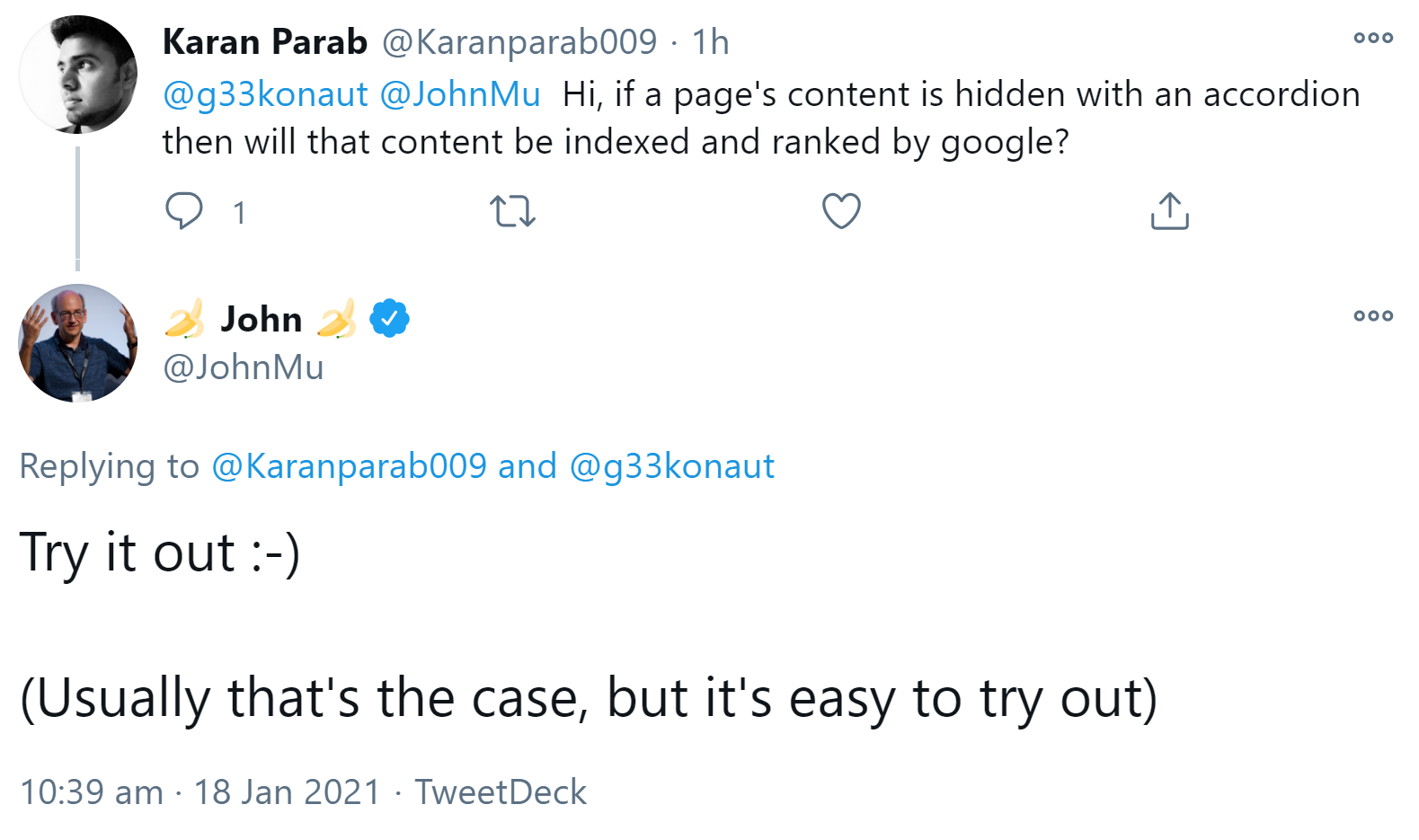 Google: Versteckte Inhalte aus Akkordeons werden normalerweise indexiert