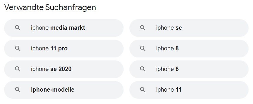 Verwandte Suchanfragen bei Google