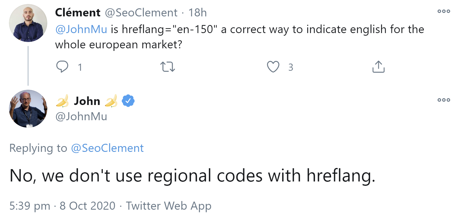 Google verwendet keine Regionalcodes für Hreflang