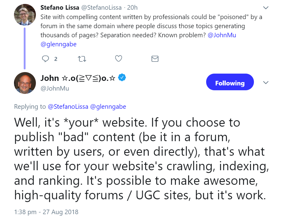 Google warnt vor minderwertigen Inhalten aus Foren und UGC
