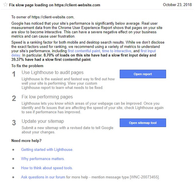 Google: Warnhinweis wegen hoher Ladezeit