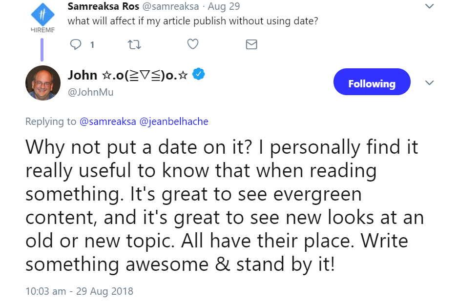 Google: Warum gebt Ihr kein Datum an?