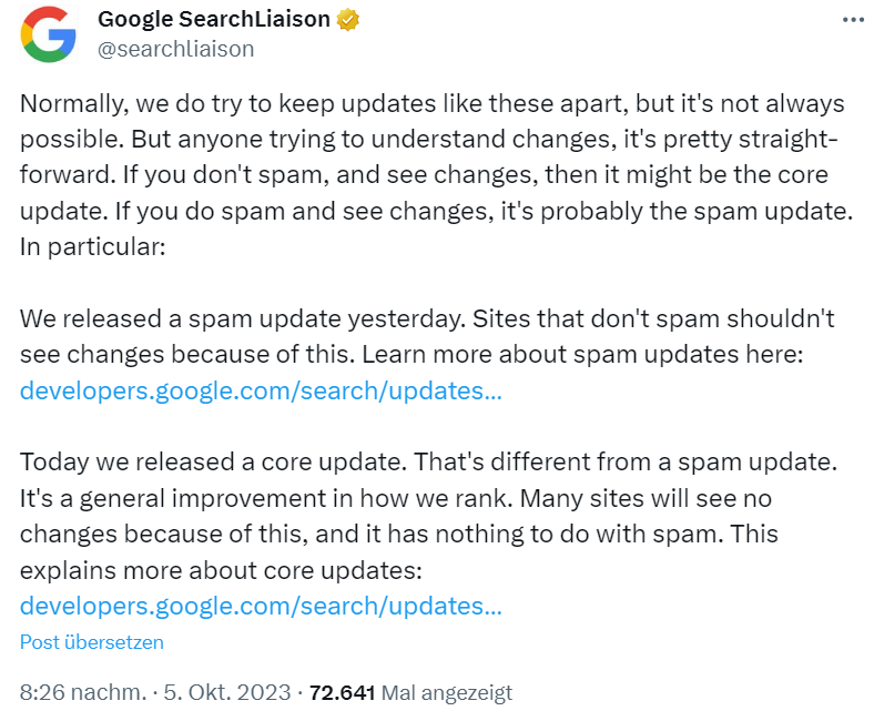 Google: Websites ohne Spam sollten nicht vom Spam Update betroffen sein
