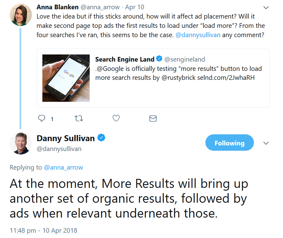 Google: Button 'Weitere Ergebnisse' wirkt sich auch auf Anzeigen aus