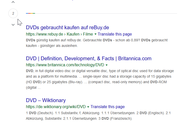 Google: weitere Ergebnisse auf dem Desktop: Kennzeichnung