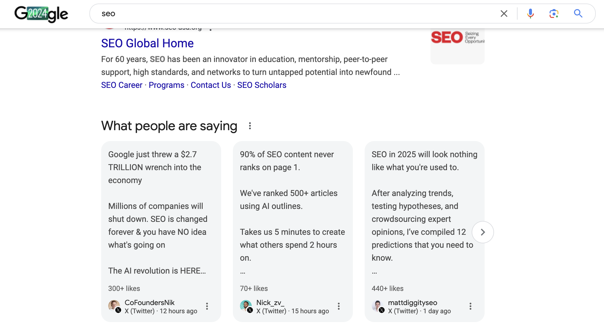 Google 'What people are saying'