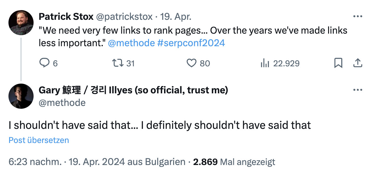 Google: 'Wir brauchen nur wenige Links, um Seiten zu ranken'